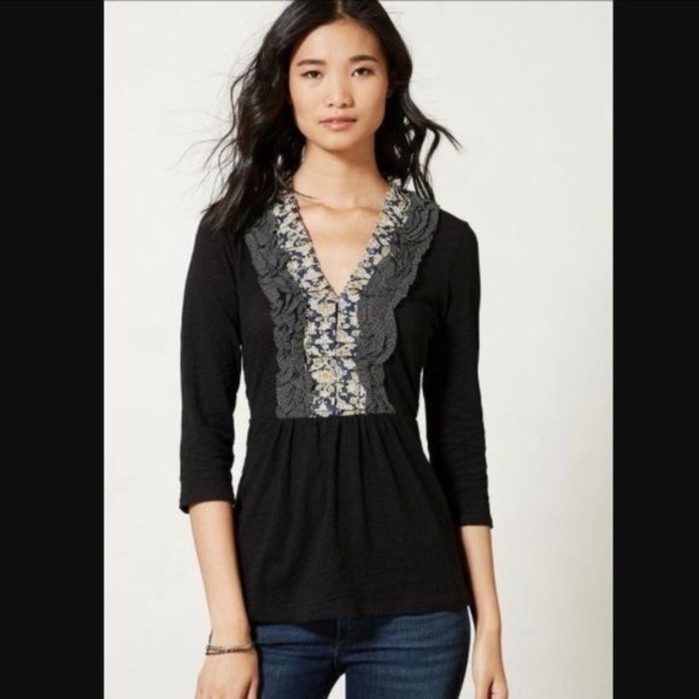 Anthropologie Deletta Ruffled Peplum Top XS